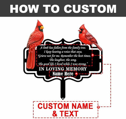 Personalized Cemetery Memorial Metal Stakes, Cardinals Memorial Grave Markers,Graden Decorations for Loss of Mother Father, Outdoor Sympathy Decor Gift
