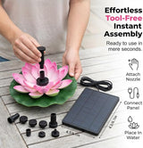 Bird Bath Fountains Solar Power for Outside, Small Solar Fountain for Bird Bath, Floating Lotus Solar Garden Fountain Pump Kit for Outdoors, Garden, Patio, Pond, Yard Decor (Purple, 6.1IN 2.5W)