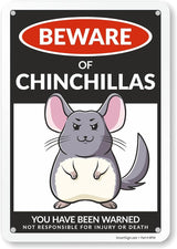 SmartSign Funny Beware Of Chinchillas Warning Sign - 10"x7", 40 mil Laminated Rust-free Aluminum - Metal Signs for Wall Decor, Outdoors, Patio, Gifts, Cafe - Chinchillas Theme, Made in USA
