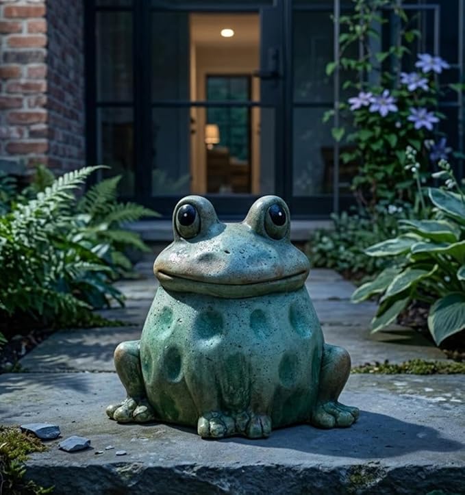Napco Imports Decorative 3 Inch Indoor or Outdoor Sculpture Figurine Garden Statue Green Spotted Frog