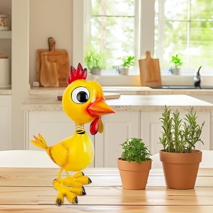 Metal Chicken Statue Garden Decor, Rooster Garden Statue, Chicken Rooster Decor Yard Art for Home Kitchen Outdoor Patio Lawn Decor