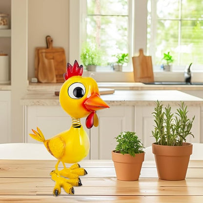 Metal Chicken Statue Garden Decor, Rooster Garden Statue, Chicken Rooster Decor Yard Art for Home Kitchen Outdoor Patio Lawn Decor
