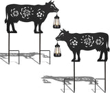 2Pack Solar Outdoor Garden Lights Stakes Solar Metal Flower Cow Lawn Deco Statue Patio, Outdoor Decor, Garden Decorations, Lawn Ornaments