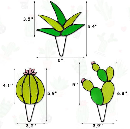 Tuitessine Succulent Plant Stained Glass Cactus Glass Decor (No Pot), Cacti Suncatcher Desk Windowsill Shelf Christmas Decor Plant Lover Gifts for Mom, Grandma, Teacher