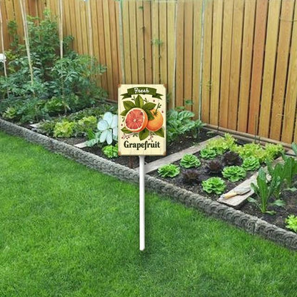 Uptell Vintage Aluminum Grapefruit Fruit Signs Yard Sign with Stake for Garden Fruit Garden Label Stakes Plant Markers for Outdoor Plants Waterproof 7x8.8 inch