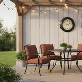18 Inch Large Outdoor Wall Clock with Thermometer & Hygrometer, Waterproof Retro Bronze Garden Clock for Patio, Pool, Backyard, Farmhouse Decor, Silent Non-Ticking