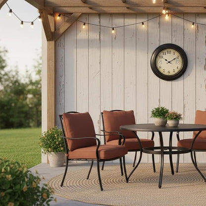 18 Inch Large Outdoor Wall Clock with Thermometer & Hygrometer, Waterproof Retro Bronze Garden Clock for Patio, Pool, Backyard, Farmhouse Decor, Silent Non-Ticking