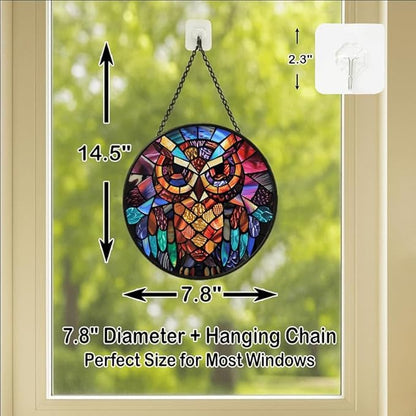 Stained Glass Window Hanging - Sun and Moon Faces 7.8in Sun Catchers Indoor Stained Glass Panels Wall Decor for Mom, Wife, Lovers, Festive