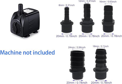 FDXGYH Fountain Pump Nozzle Kit Replacement Adapters 5 Sizes Plastic Nozzles for Aquarium, Fish Tank, Pond, Hydroponics