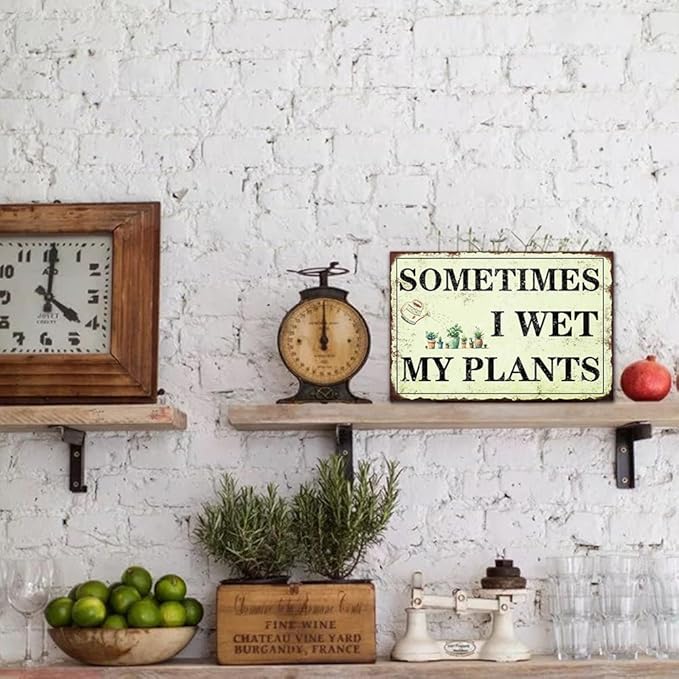 YOYI ART Sometimes I Wet My Plants Sign - Funny Patio Garden Decor for Outside, Vintage Metal Tin Signs for Garden, Patio, Outside, Backyard and Farmhouse Wall Decor Art, Plant Lover Gift, 12 x 8 inch