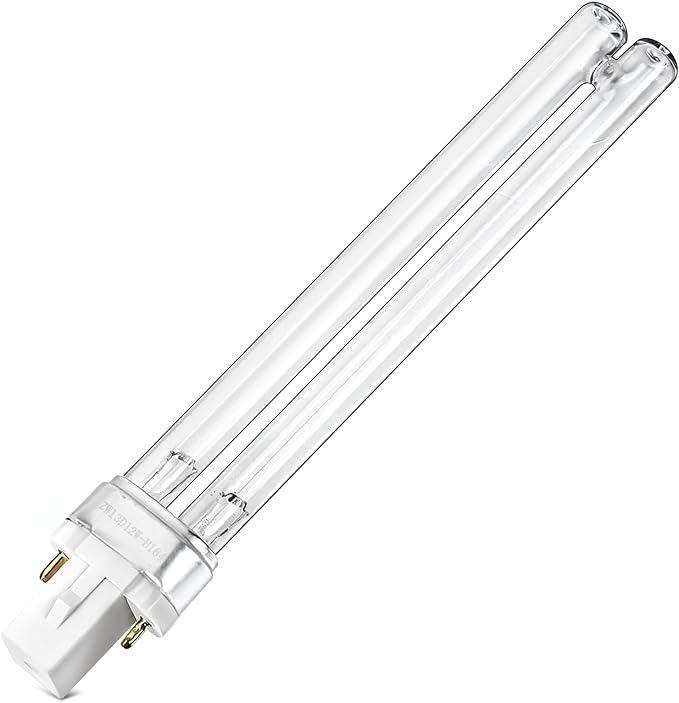 13W UVC Replacement Bulb for Pressurized Biological Pond Filter 1580 1840 2380 2630 GPH & 4-in-1 Pond Filter System Kits 950/1370 GPH, G23 Base UVC Light Bulb for Outdoor Ponds