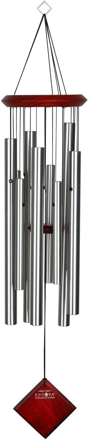 Woodstock Wind Chimes of Orion Wind Chimes for Outside, 30" Silver Medium Tone Wind Chime Décor for Outdoor Garden, Patio, Porch, Encore Collection