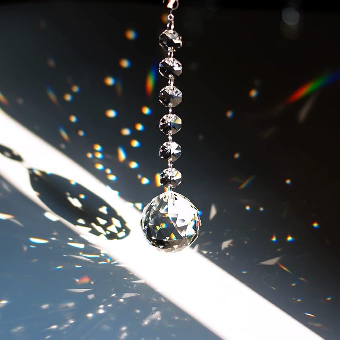 Crystal Ball Prism Suncatcher 6 Strands, 30mm/40mm Hanging Chandelier Crystals Beads Chain Curtain for Decoration Clear GOLDENHAITAI