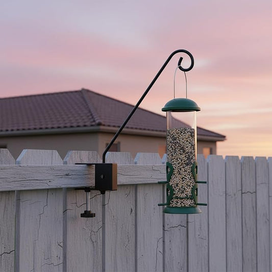 4 Pack Heavy Duty Deck Hook, 17 Inch Railing Hook, 360 Degree Swivel Plant Hanger, Solid Metal Deck Hangers for Hanging Bird Feeders, Wind Chimes, Lanterns and Flower Pots, Black