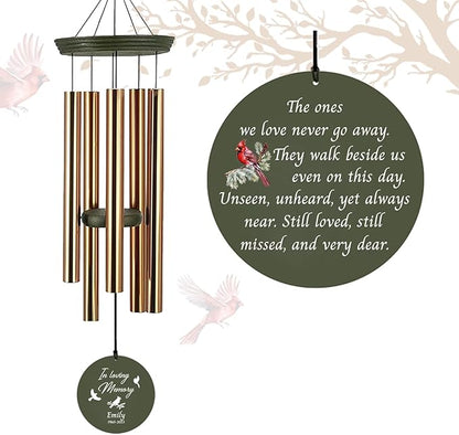 Personalized Sympathy Wind Chime, Sympathy Gifts for Loss of Loved One, Cardinal Wind Chimes, Loss of Mother Memorial Gift,Memorial Wind Chimes Deep Tone, Product in USA
