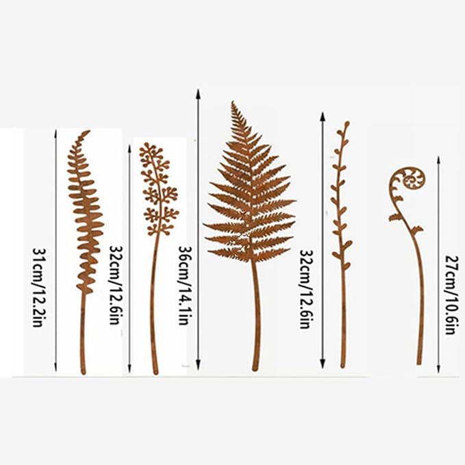 HouseVibe 5Pcs Decorative Garden Stakes Rustic Metal Ornaments for Pathway Outdoor Yard Patio Decor- Style B