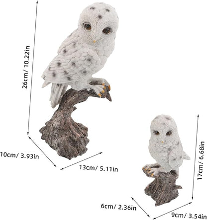 DOITOOL 2PCS Realistic Owl Figurine Weather-Resistant Garden Statues with Fine Detailing for Outdoor Patio Porch Decor and Science Learning