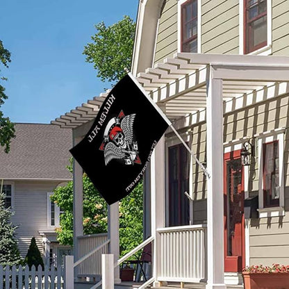 Swono Military Skull Flag 3x5 ft Skeleton With Wings Dagger Kill Em Them All Let God Flag for Outdoor Indoor Office Workplace Home Garden Business
