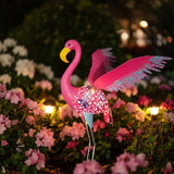 42" Metal Flamingo Outdoor Statues,Garden Sculptures with Solar Light, Pink Flamingo Lawn Ornaments & Outdoor Decor for Patio, Backyard, Garden