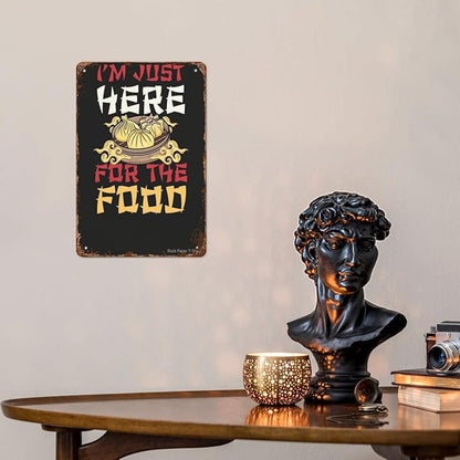 Vintage Metal Tin Sign I'm Just Here For The Food Chinese Year Dumplings Cny 2023 The Year Of The Rabbit Chinese Year 8x12 Inches Retro Wall Decor for Home,Garden,Patio,Office,Kitchen,Bedroom