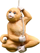 Cute Statues Garden Sculpture Outdoors Climbing Monkey Tree Hanging Backyard Decor(B)