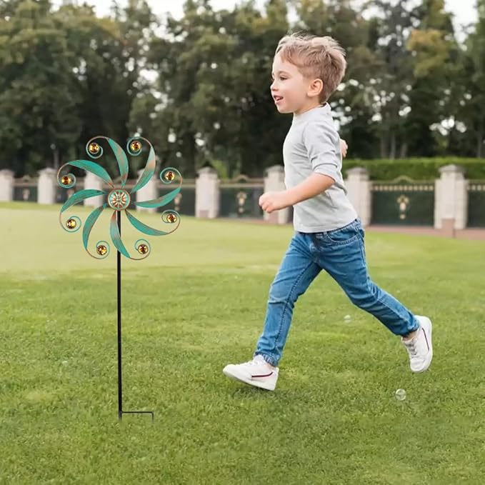 Stargarden Wind Spinner, Metal Outdoor Wind Sculptures & Spinners, Small Garden Pinwheels for Yard and Garden Decor