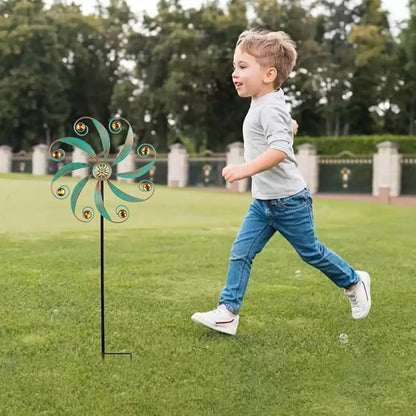 Stargarden 2Pack Wind Spinner, Metal Outdoor Wind Sculptures & Spinners, Small Garden Pinwheels for Yard and Garden Decor(Green)