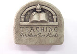 Carruth Studio Teacher Appreciation Gift - Teaching Brightens Two Minds Plaque, Teacher Stone Wall Plaque Garden Statue Figurine, Original Sculpture Handcrafted in Stone, Artisan Made