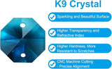 PATIKIL K9 Crystal Octagon Beads 2 Holes Pendants, 60 Pack 14mm Chandelier Prisms Parts Ornaments Hanging Beads for DIY Arts Crafts Decoration, Sky Blue
