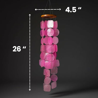 Solange & Frances Pink Capiz Shells Wind Chimes. Spring Decor Wind Chimes for Outside Garden Decor. Unique Birthday Gifts for Women, Gift for Women Ideas