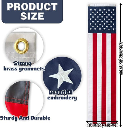 2Pack 65Inch Patriotic American Flags Door Bunting Banner Memorial Day Decoration Hanging Outside Porch Bunting Red White Blue Banner Outdoor Décor 4th of July USA Decor Pulldown for Veterans Labor Presidents Flag Election Day