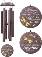 Sympathy Wind Chimes, Personalized Dragonfly Wind Chimes for Loss of Loved One, Commemorative Sympathy Gifts for Funeral, in Memory of Dad/Mom 36inch (Produced in USA)