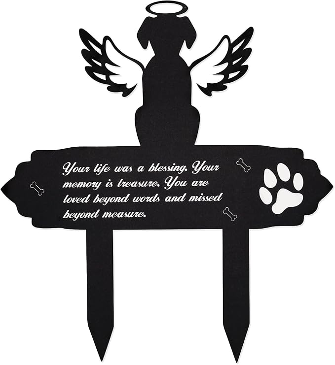 Dog Cemetery Decorations for Grave Metal Grave Garden Decorations Waterproof Memorial Dog Angel Wings Stakes
