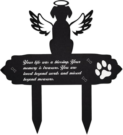 Dog Cemetery Decorations for Grave Metal Grave Garden Decorations Waterproof Memorial Dog Angel Wings Stakes