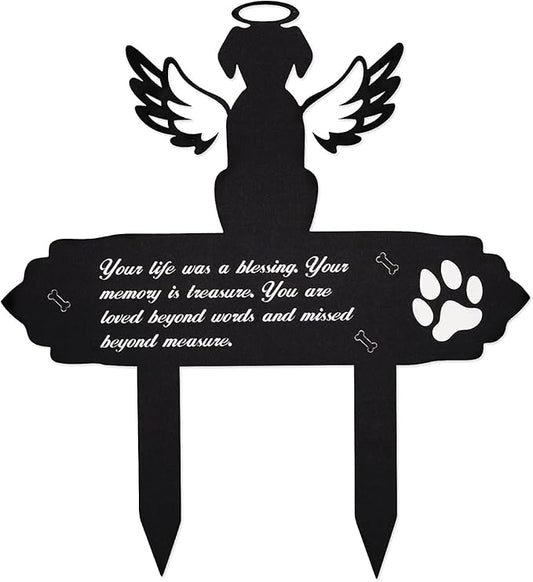 Dog Cemetery Decorations for Grave Metal Grave Garden Decorations Waterproof Memorial Dog Angel Wings Stakes