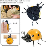 OBTANIM 4 Pack Colorful Cute Metal Ladybugs Garden Wall Art Decorative Yard Decorations Outdoor Lawn Wall Sculptures