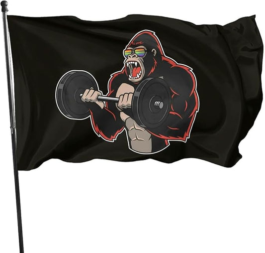 Gorilla Flag Outdoor Heavy Duty Gym Banner Double Sided 3x5 Ft Fitness Workout Flags with Brass Grommets for Room Decor, Bedroom, Garden, House Decoration