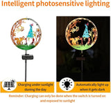 Solar Powered Squirrel elf Light, Garden Decoration forging Iron Art Beautiful Squirrel and elf Ground lamp, Wireless Dusk to Dawn LED Landscape Light Waterproof.