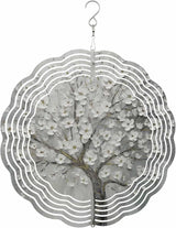 Stainless Steel Wind Spinner for Yard Garden Decoration, Oil Painting Flowers Pattern Round Wind Sculpture Spinner 3D Crafts Hanging Ornaments for Indoor Outdoor, 8 Inch