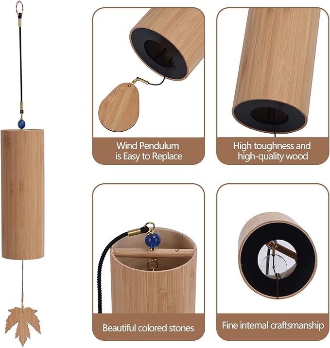 Meditation Chimes, Bamboo Wind Chimes, Wood Wind Chimes for Sound Healing, Meditation, Relaxing, Unique Decor Gift for Outdoor