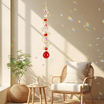 Crystal Suncatchers Decorative Sun Catchers Crystal Hanging Wind Spinners with Red Prism Ball Rainbow Maker Suncatchers for Windows Hanging Outdoor Indoor Home Garden Decoration Gifts for Girl