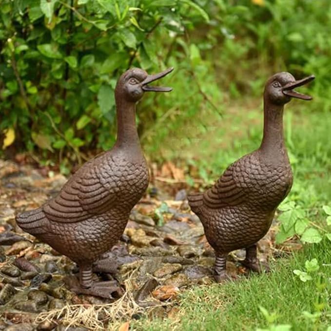 Heavy Duty Cast Iron Collectible Duck Sculpture,Decorative Creative Animal Figurine Outdoor Statues for Garden Patio Home Decor