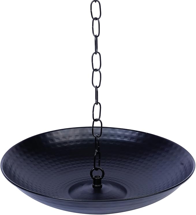 11-Inch Black Rain Chain Basin – Decorative Metal Bowl for Downspout Gutters, Outdoor Garden, Lawn & Patio Water Features – Heavy-Duty Anchoring Basin for Rain Chains
