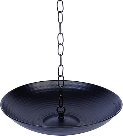 11-Inch Black Rain Chain Basin – Decorative Metal Bowl for Downspout Gutters, Outdoor Garden, Lawn & Patio Water Features – Heavy-Duty Anchoring Basin for Rain Chains