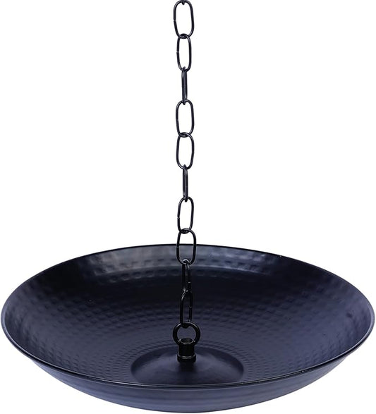 11-Inch Black Rain Chain Basin – Decorative Metal Bowl for Downspout Gutters, Outdoor Garden, Lawn & Patio Water Features – Heavy-Duty Anchoring Basin for Rain Chains