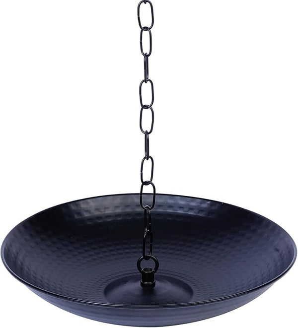 11-Inch Black Rain Chain Basin – Decorative Metal Bowl for Downspout Gutters, Outdoor Garden, Lawn & Patio Water Features – Heavy-Duty Anchoring Basin for Rain Chains