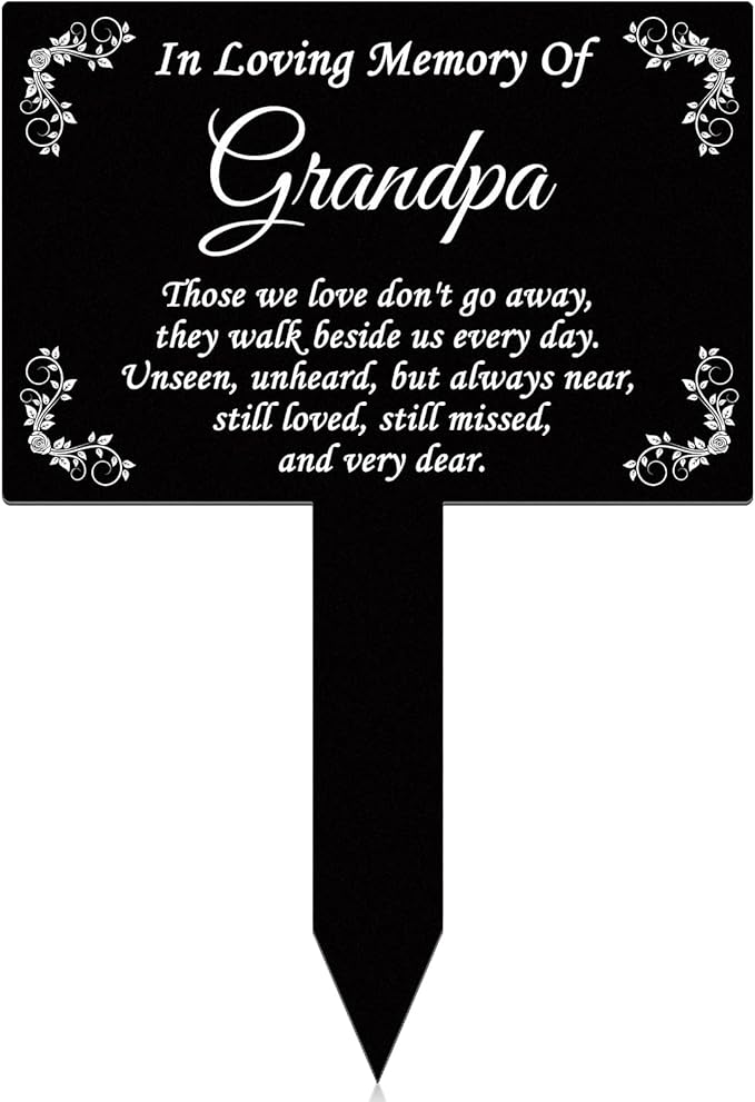 Roowest Cemetery Grave Decorations Acrylic Memorial Stakes Grave Stake Markers Sympathy Garden Plaque Waterproof Remembrance Sympathy Gift for Cemetery Graveside Outdoors Yard(Grandpa)