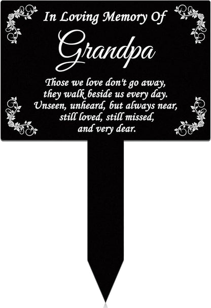 Roowest Cemetery Grave Decorations Acrylic Memorial Stakes Grave Stake Markers Sympathy Garden Plaque Waterproof Remembrance Sympathy Gift for Cemetery Graveside Outdoors Yard(Grandpa)