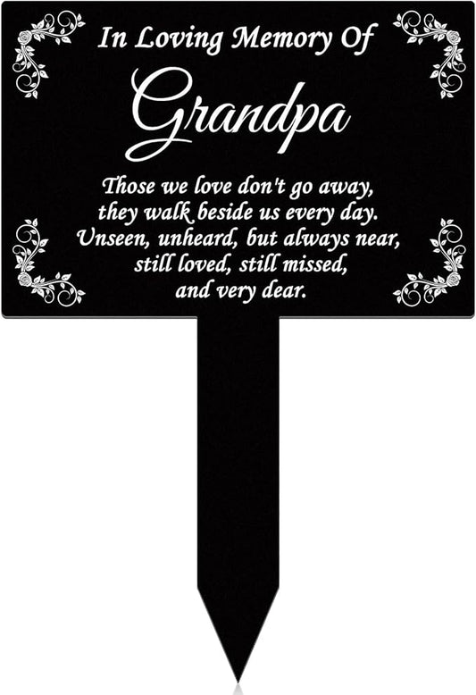 Roowest Cemetery Grave Decorations Acrylic Memorial Stakes Grave Stake Markers Sympathy Garden Plaque Waterproof Remembrance Sympathy Gift for Cemetery Graveside Outdoors Yard(Grandpa)