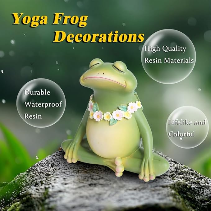 Yoga Frog Garden Decor for Outdoor Yard Decor - 7" Hand-Painted Resin Frog Outdoor Gifts, Frog Garden Statue Decorations for Patio,Yard,Lawn